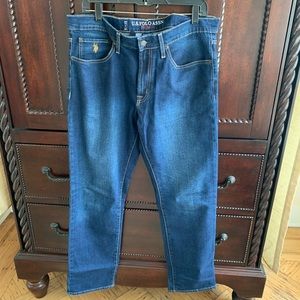 US Polo Assn USPA Men’s Jeans Straight Leg 36W 32L cotton stretch NWOT gold pony